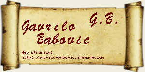 Gavrilo Babović vizit kartica